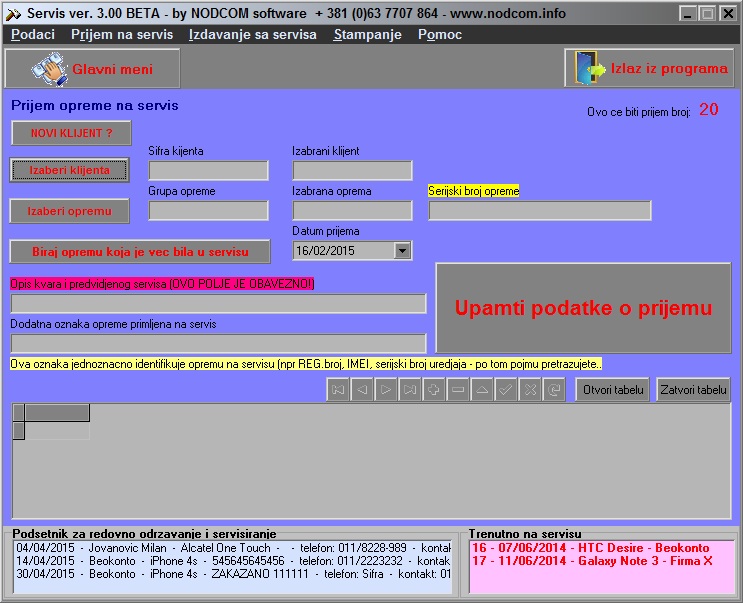 Program SERVIS - interfejs programa - nodcom.info